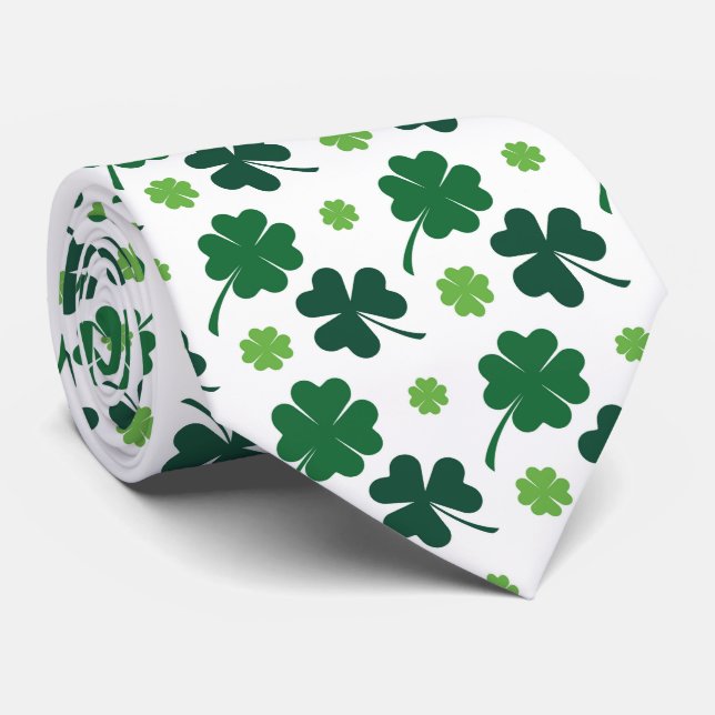 cool shamrocks and clovers tiled pattern tie (Rolled)