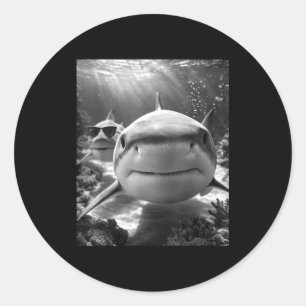 Cool Shark Animal Selfie  Classic Round Sticker