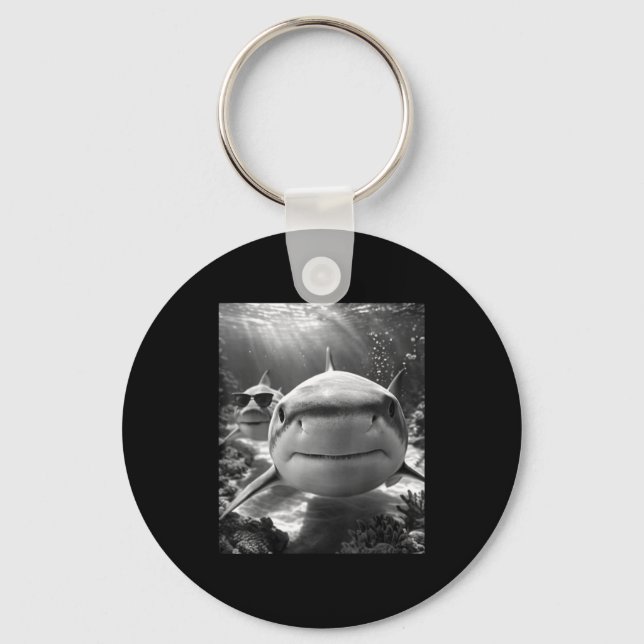 Cool Shark Animal Selfie  Key Ring (Front)