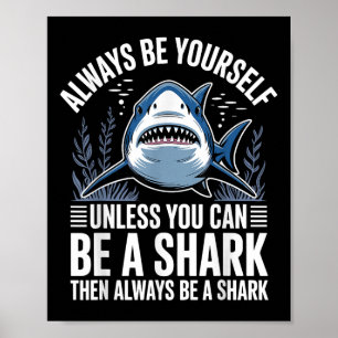 Cool Shark Art For Men Women Great White Hammerhea Poster