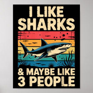 Cool Shark Art For Men Women Great White Hammerhea Poster