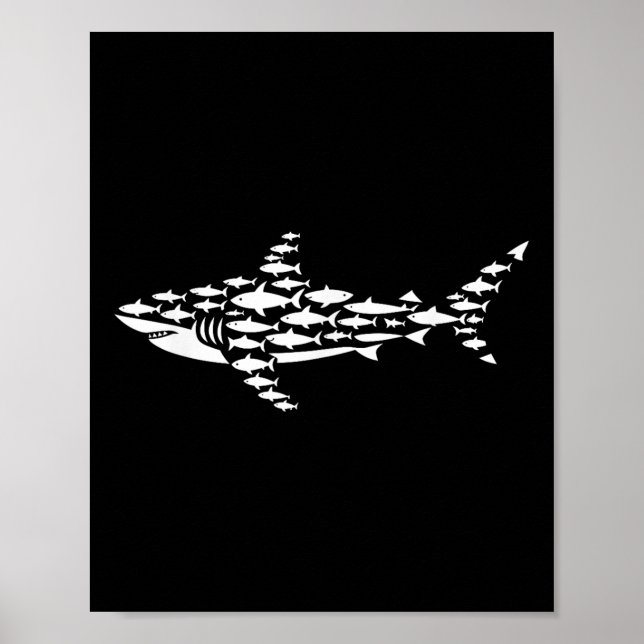 Cool Shark Art For Men Women Kids Boys Girls Shark Poster (Front)