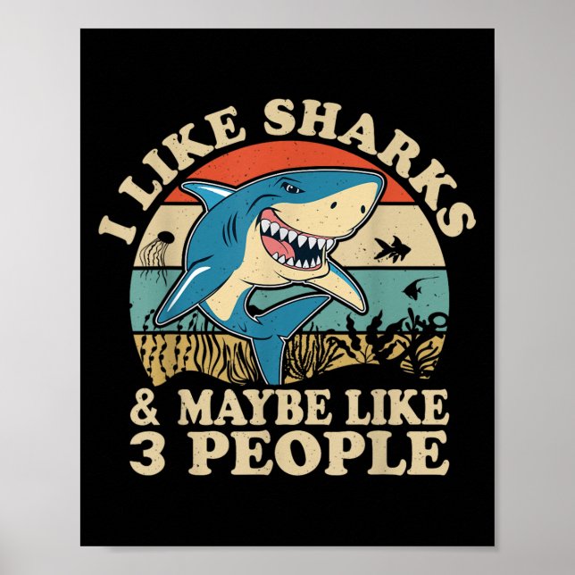 Cool Shark Art Men Women Great White Hammerhead Sh Poster (Front)
