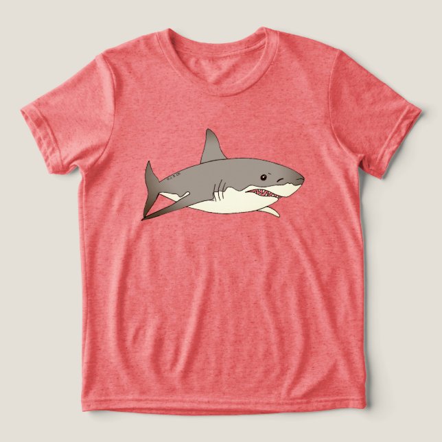 Cool Shark Cartoon Illustration   Tri-Blend Shirt (Design Front)