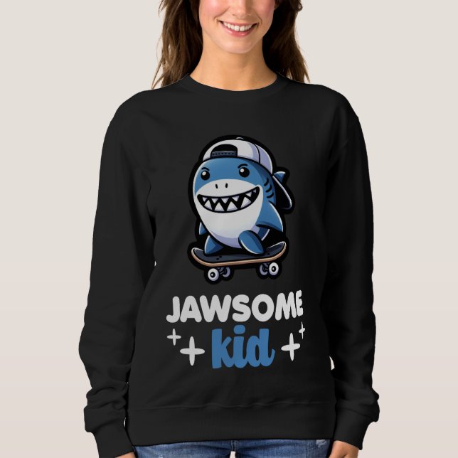 Cool Shark Jawsome Kid Beach Funny Shark Sweatshirt (Front)