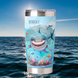 Cool shark lovers add name  insulated tumbler