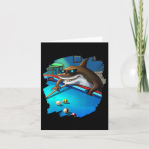 Cool Shark Playing Pool Billiards In Lounge Funny Card