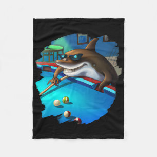 Cool Shark Playing Pool Billiards In Lounge Funny  Fleece Blanket