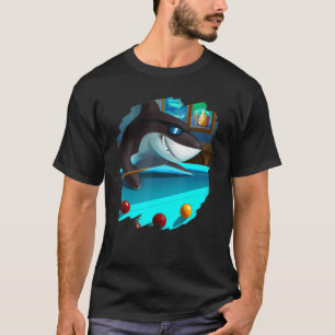 Cool Shark Playing Pool Billiards in Lounge Shark T-Shirt