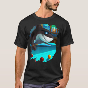 Cool Shark Playing Pool Billiards in Lounge  Shark T-Shirt