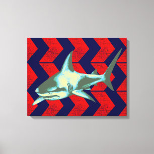 cool shark & red arrows canvas print