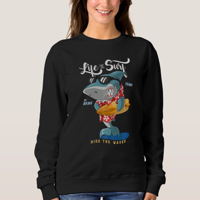 Cool Shark Surfing Sweatshirt (Front)