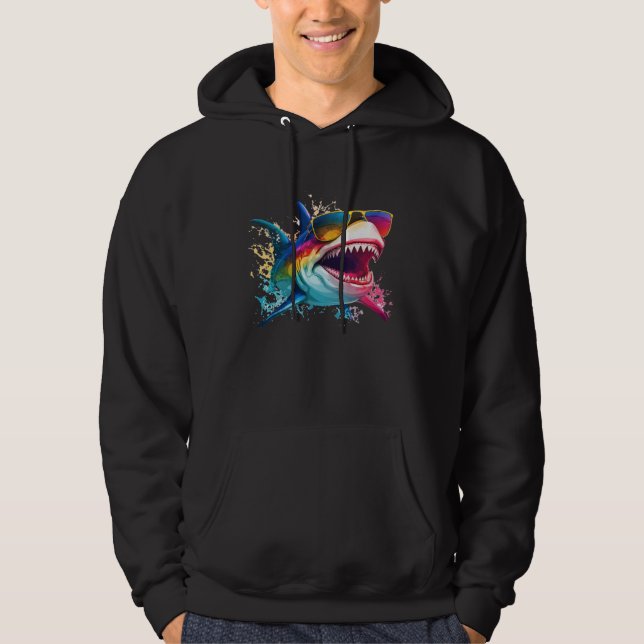 Cool Shark wearing Sunglasses Hoodie (Front)