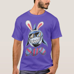 Cool Shark with Easter Eggs and Bunny Ears Happy T-Shirt