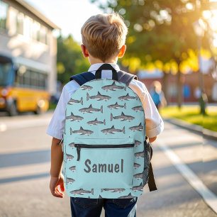 Cool Sharks Blue Ocean Personalized Printed Backpack