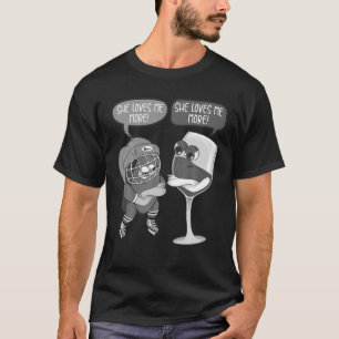Cool She Loves Me Hockey And Wine Funny Drinker At T-Shirt