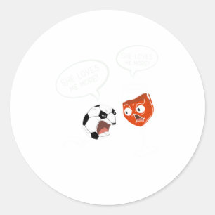 Cool She Loves Me Soccer And Wine Funny Drinker Classic Round Sticker