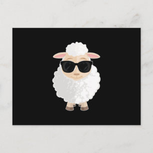 Cool Sheep Sunglasses Black Background Cute Postcard