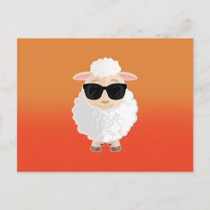 Cool Sheep Sunglasses Orange Gradient Cute Cartoon Postcard