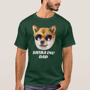 Cool Shiba Inu Dad Wearing Glasses Father's Day T-Shirt