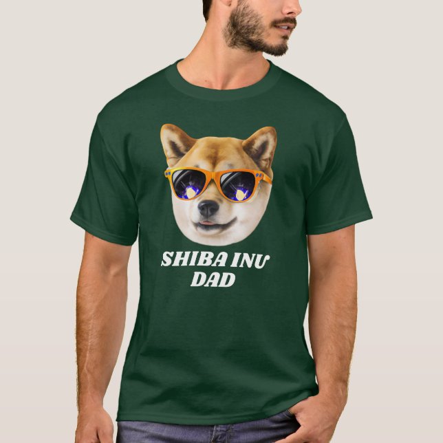 Cool Shiba Inu Dad Wearing Glasses Father's Day T-Shirt (Front)