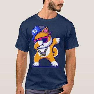 Cool Shiba Inu Dog Dabbing And Wearing Hat And Gla T-Shirt