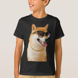 Cool Shiba Inu With Sungles And Gold Chain Sticker T-Shirt