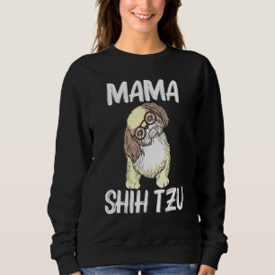 Cool Shih Tzu Art For Women Mum Puppy Pet Dog Brow Sweatshirt