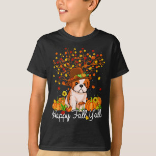 Cool Shih Tzu Autumn Pumpkins Happy Fall Y'all T-Shirt