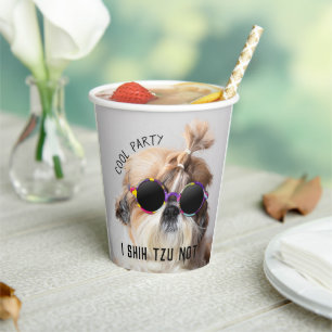 Cool Shih Tzu Not fun cute Sunglasses party Paper Cups