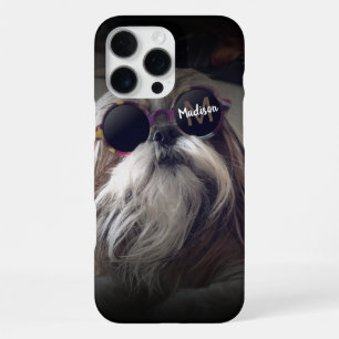 Cool Shih Tzu vintage retro glasses Photo Monogram iPhone 16 Pro Max Case