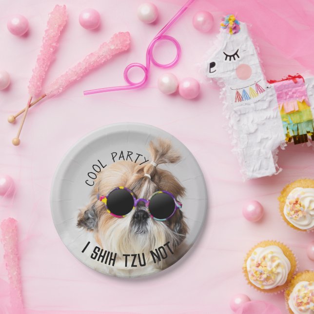 Cool Shih Tzu you Not fun cute Sunglasses Party Paper Plate (Party)