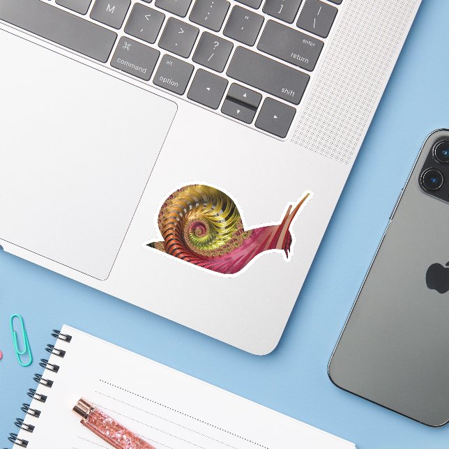 Cool Shiny Red and Gold Spiral Fractal Snail (Laptop w/ iPhone)
