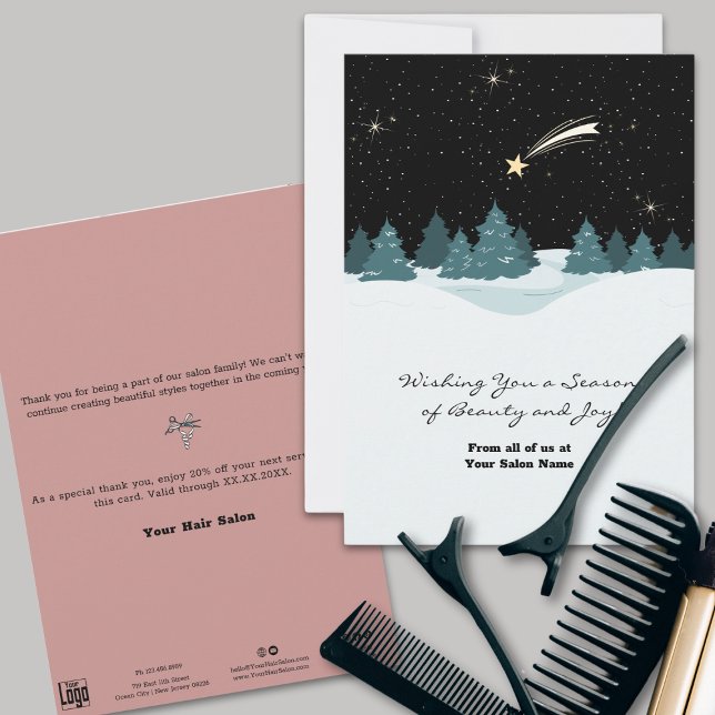 Cool Shooting Star Night Winterscape Holiday Card (Cool Shooting Star Night Winterscape Holiday Card)