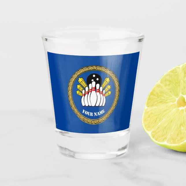COOL! Shot glass-Bowling- Custom Bowler - Add Name Glass (Front)