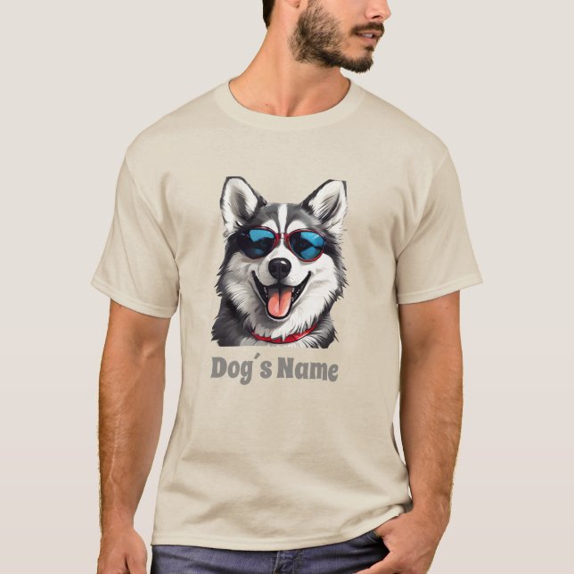 Cool Siberian Husky With Sunglasses T-Shirt (Front)