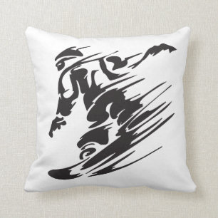 Cool Silhouette Snowboarding Mountain Pillow