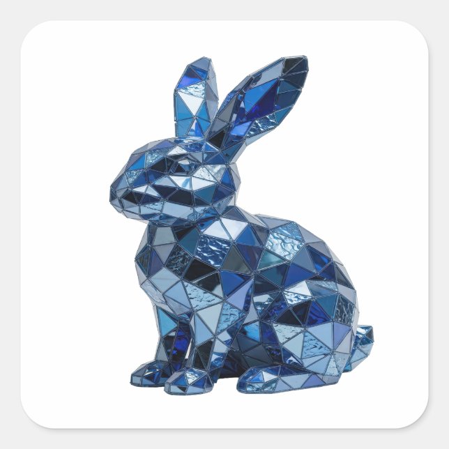 Cool Silver BLUE RABBIT Sticker Graphic (Front)