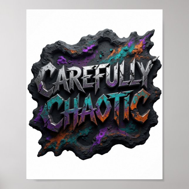 Cool Silver CAREFULLY CHAOTIC Artistic Motif Poster (Front)