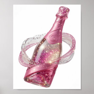 Cool Silver CHAMPAGNE GLAMOUR Artistic Motif Poster