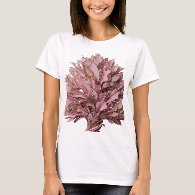 Cool Silver FANCY PINK FLOWERS Bold Design T-Shirt (Front)