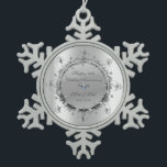 Cool Silver Floral Swirls Wedding Anniversary Snowflake Pewter Christmas Ornament<br><div class="desc">Elegant silver floral swirls 50th wedding anniversary ornament.</div>