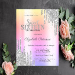 Cool Silver Glitter Drips Rose Gold  Sweet 16 Invitation<br><div class="desc">A modern,  chic and glamourous Sweet 16 with glitter drips on a rose gold background.</div>