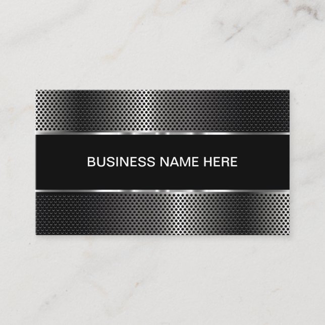 Cool Silver Glossy Metallic Graphic Business Cards (Front)