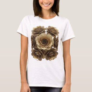 Cool Silver GOLDEN ROSES Slogan Design T-Shirt