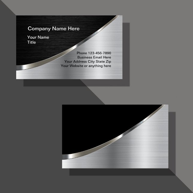 Cool Silver Metallic Look Construction Business Ca Business Card (Creator Uploaded)