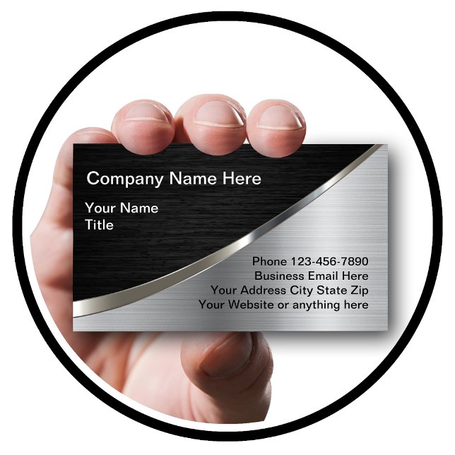 Cool Silver Metallic Look Construction Business Card (Creator Uploaded)