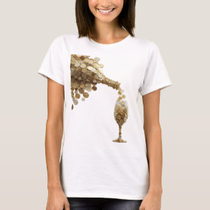 Cool Silver MONEY FLOWING FROM THE CHAMPAGNE GLASS T-Shirt