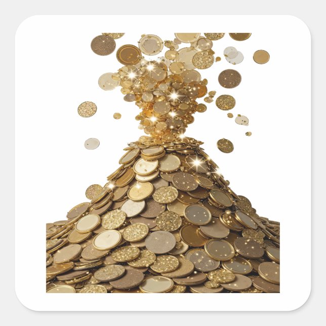 Cool Silver MOUNTAIN OF GOLD Decal Design Square Sticker (Front)