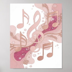 Cool Silver MUSIC IN THE AIR Modern Design Poster